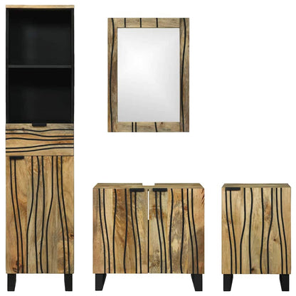 vidaXL Meuble de salle de bain avec tiroirs 4 pcs Marron Bois d'ingénierie