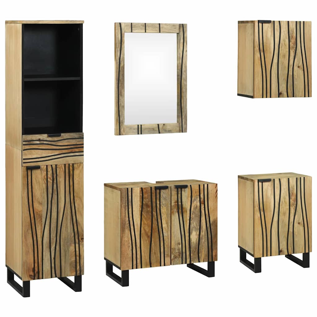 vidaXL Ensemble de meubles de salle de bain avec tiroirs 5 pcs Marron Bois d'ingénierie