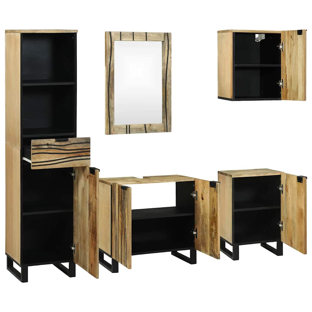 vidaXL Ensemble de meubles de salle de bain avec tiroirs 5 pcs Marron Bois d'ingénierie