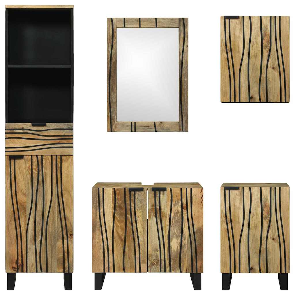 vidaXL Ensemble de meubles de salle de bain avec tiroirs 5 pcs Marron Bois d'ingénierie