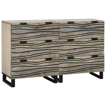 Sideboard Set 2 pcs Weiß 60 x 33,5 x 75 cm Massivholz Mango
