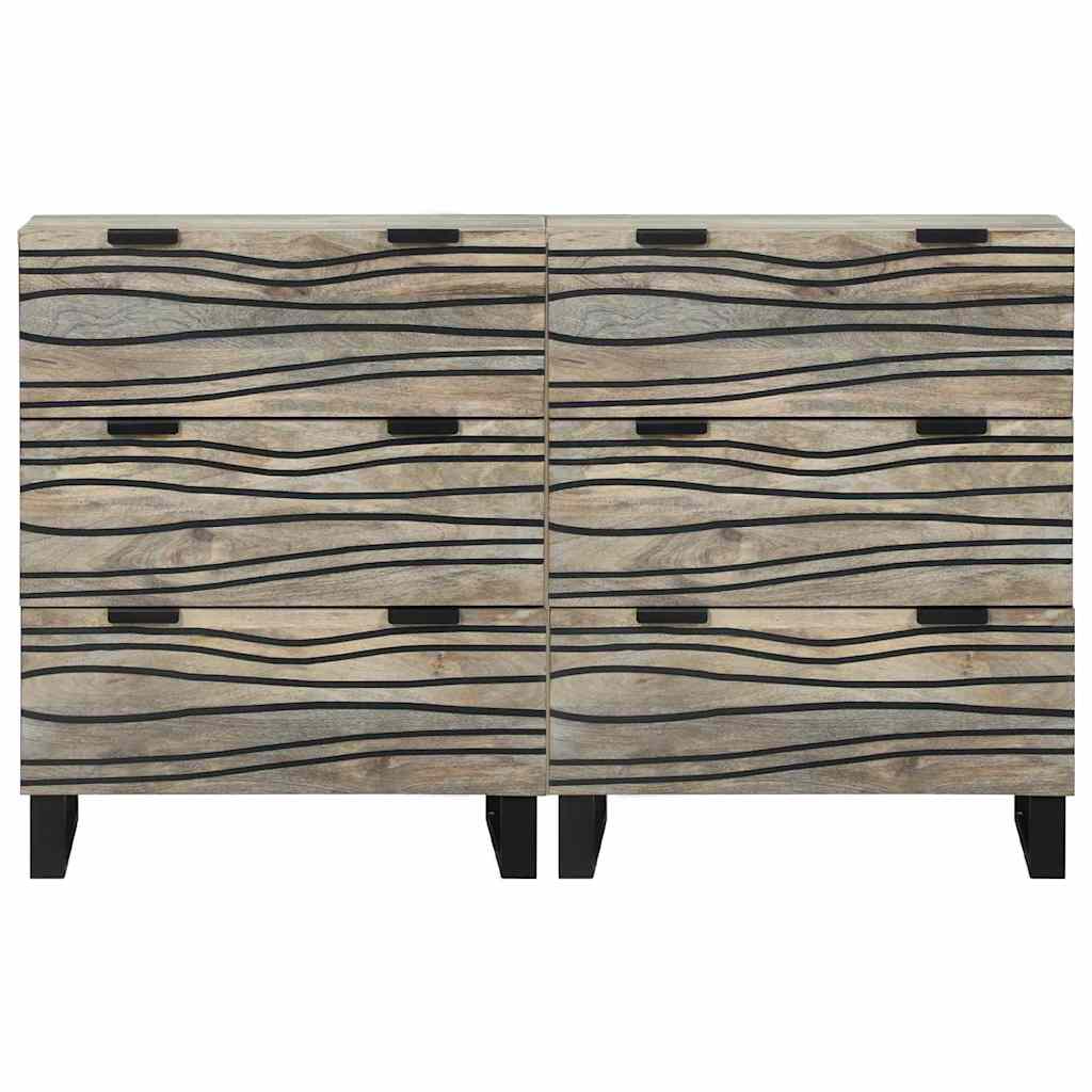 Sideboard Set 2 pcs Weiß 60 x 33,5 x 75 cm Massivholz Mango