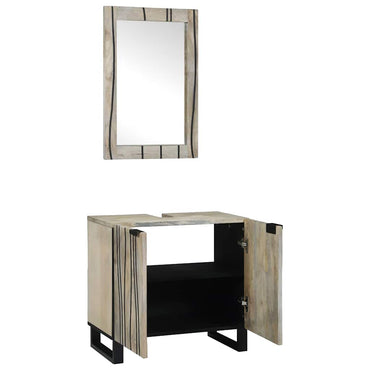 vidaXL Ensemble de meubles de salle de bain avec étagère avec porte 2 pcs Blanc Bois d'ingénierie