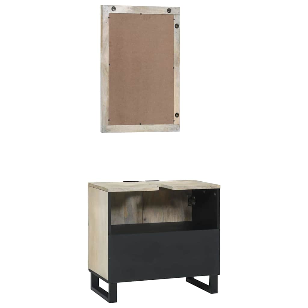 Badezimmermöbel-Set mit Regal mit Tür 2 pcs Weiß Holzwerkstoff