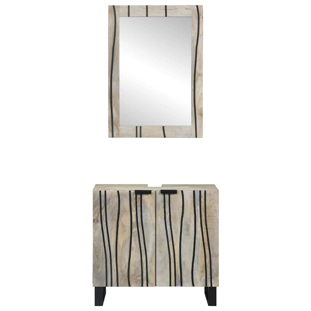 Badezimmermöbel-Set mit Regal mit Tür 2 pcs Weiß Holzwerkstoff