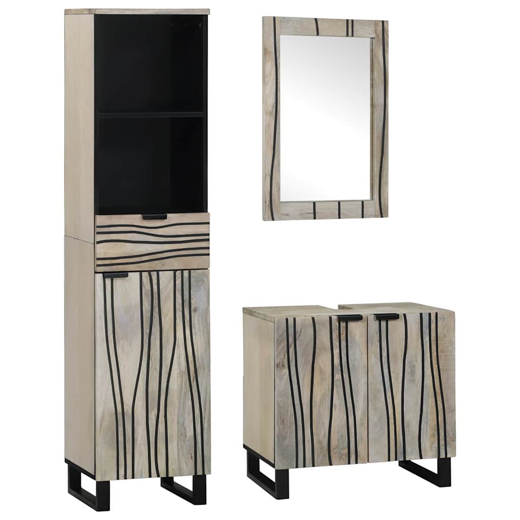 vidaXL Ensemble de meubles de salle de bain avec tiroirs 3 pcs Blanc Bois d'ingénierie