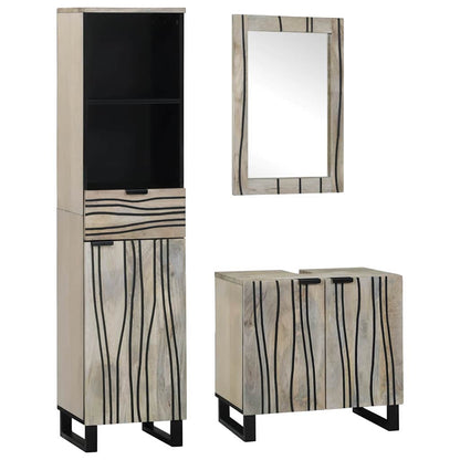 vidaXL Ensemble de meubles de salle de bain avec tiroirs 3 pcs Blanc Bois d'ingénierie