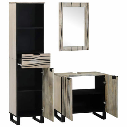 vidaXL Ensemble de meubles de salle de bain avec tiroirs 3 pcs Blanc Bois d'ingénierie