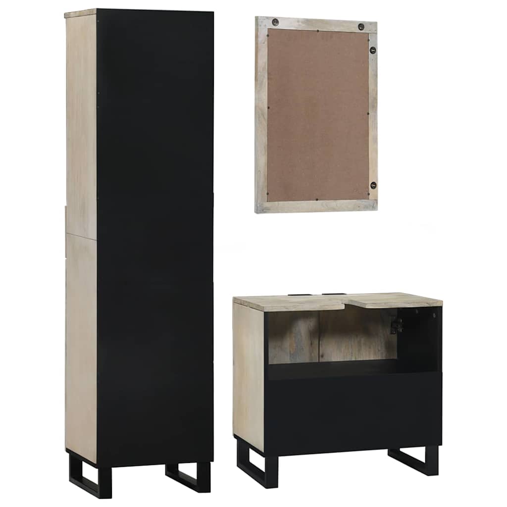 vidaXL Ensemble de meubles de salle de bain avec tiroirs 3 pcs Blanc Bois d'ingénierie