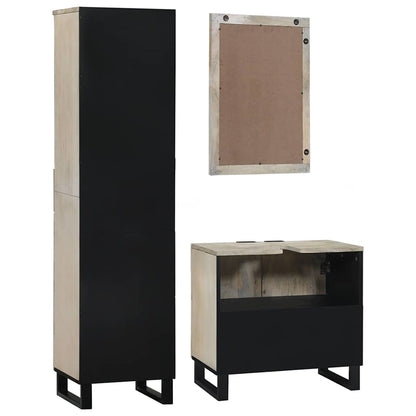vidaXL Ensemble de meubles de salle de bain avec tiroirs 3 pcs Blanc Bois d'ingénierie