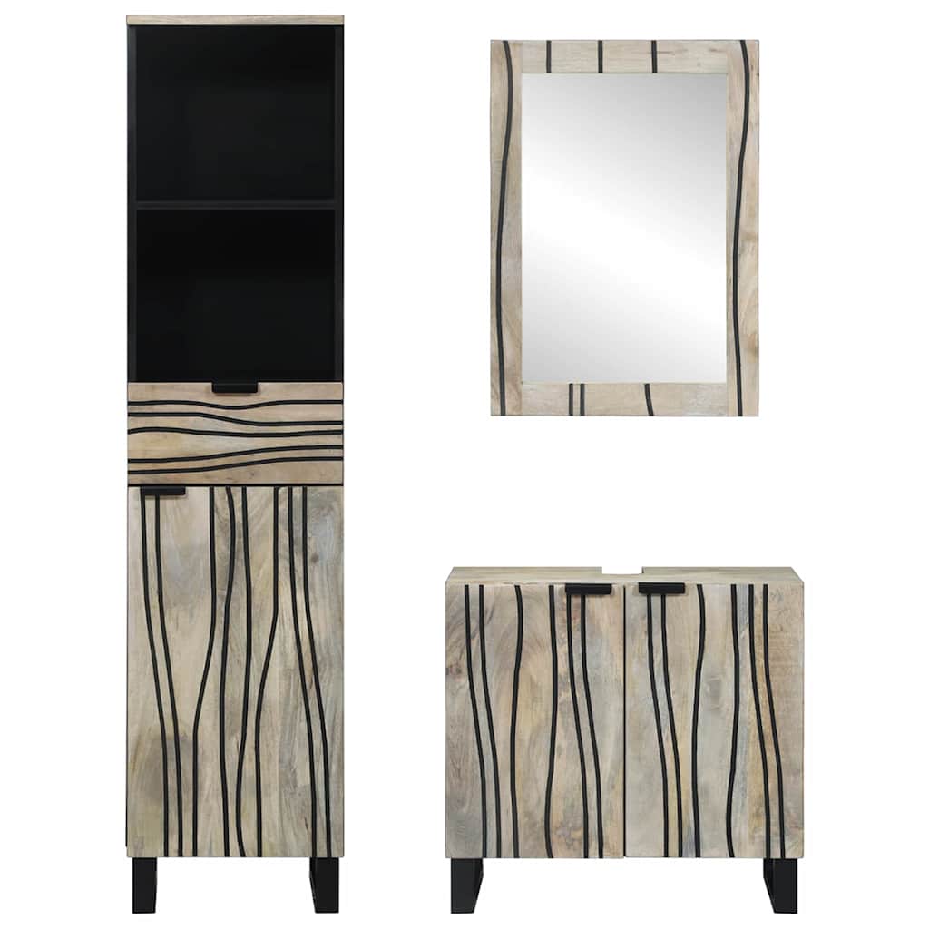 vidaXL Ensemble de meubles de salle de bain avec tiroirs 3 pcs Blanc Bois d'ingénierie