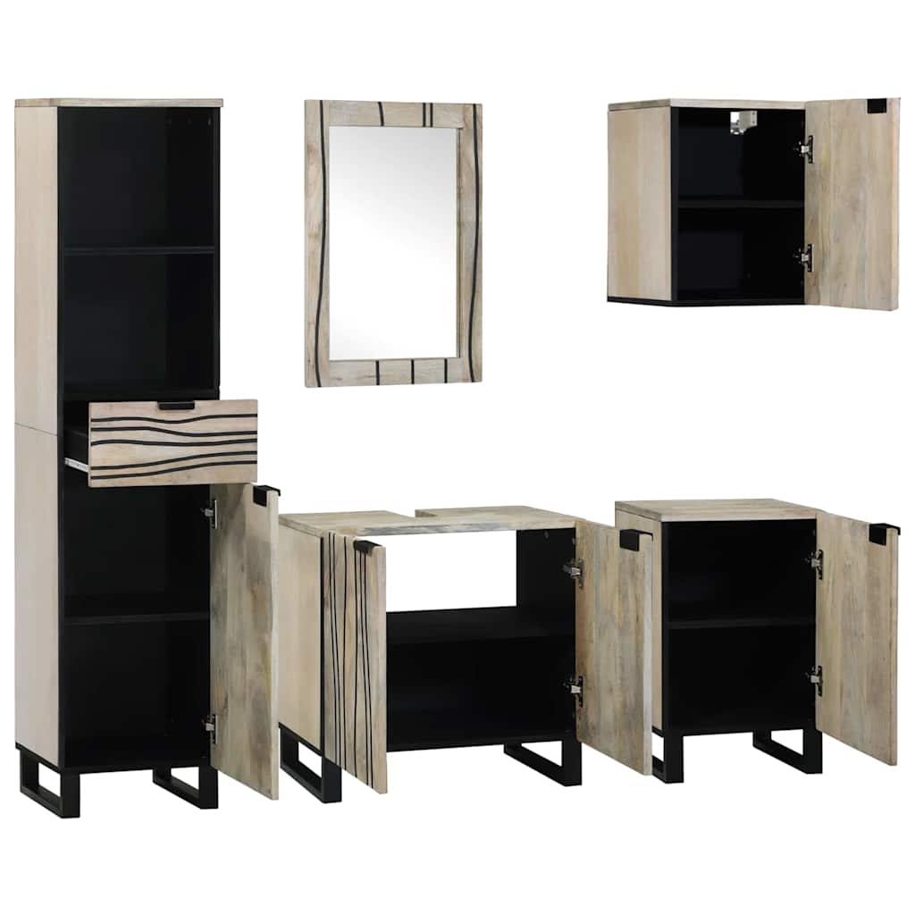 Badezimmermöbel-Set mit Regal 5 pcs Walnussbraun Holzwerkstoff