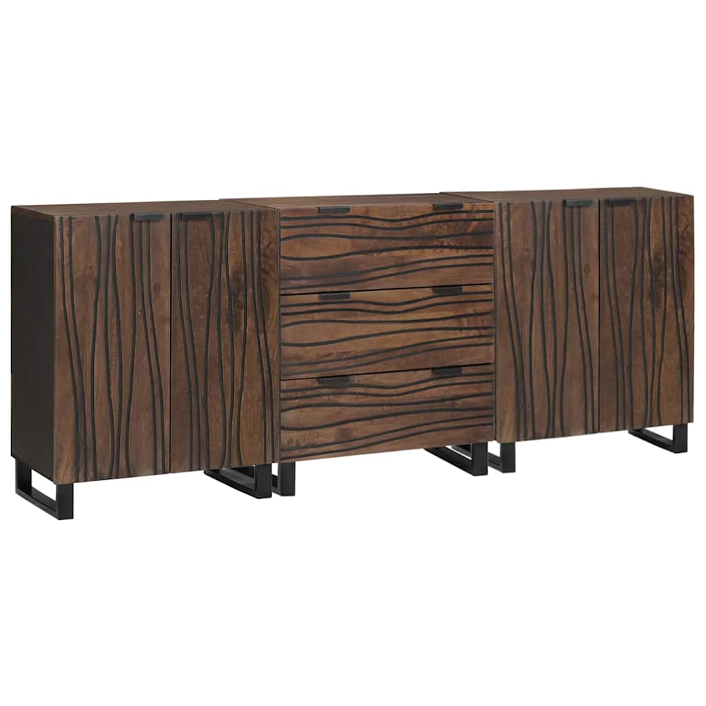 vidaXL Ensemble de meubles de salle de bain avec tiroirs 3 pcs Marron Bois d'ingénierie