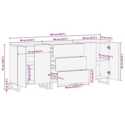 vidaXL Ensemble de meubles de salle de bain avec tiroirs 3 pcs Marron Bois d'ingénierie