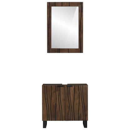 Badezimmermöbel-Set mit Regal 2 pcs Walnussbraun Holzwerkstoff
