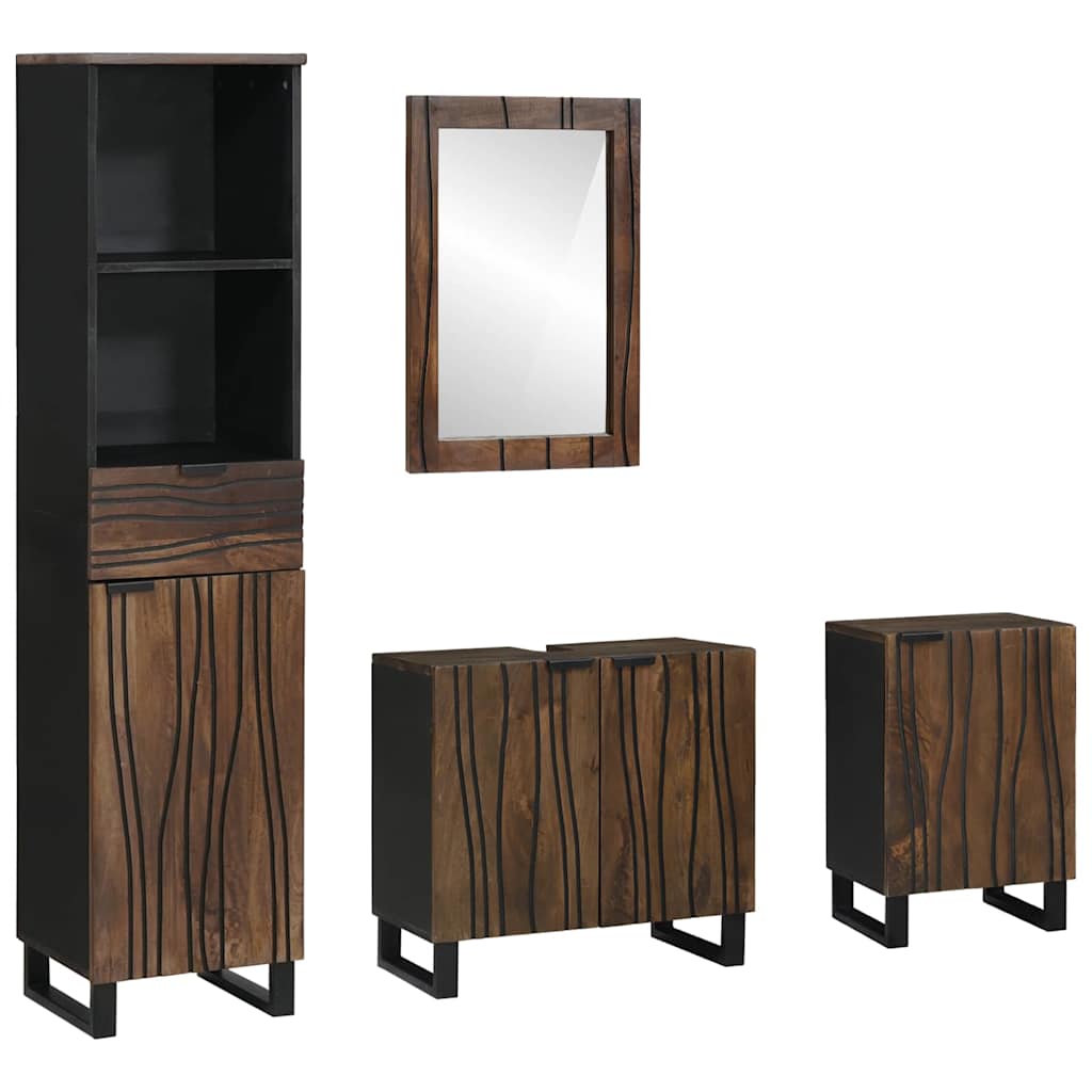 vidaXL Ensemble de meubles de salle de bain avec tiroirs 4 pcs Blanc Bois d'ingénierie