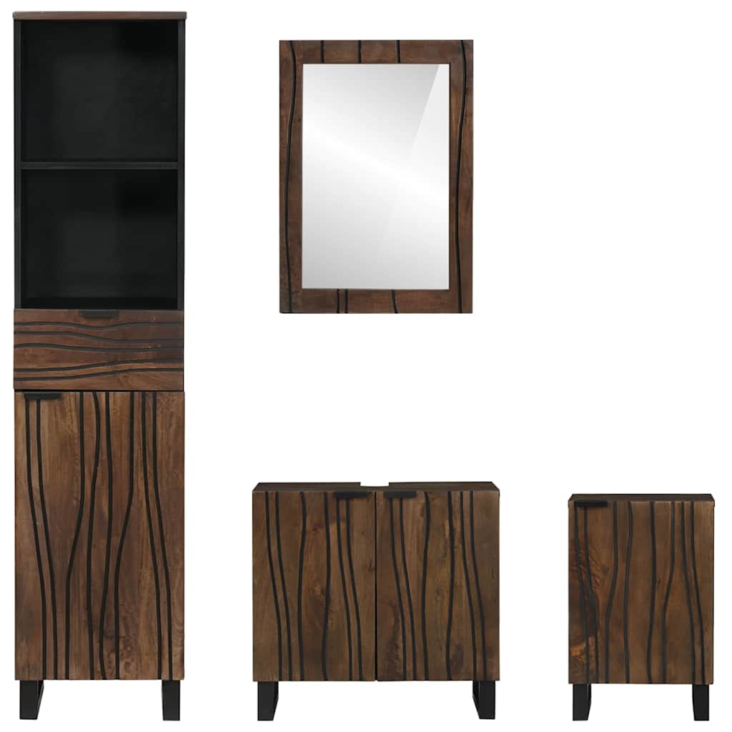 vidaXL Ensemble de meubles de salle de bain avec tiroirs 4 pcs Blanc Bois d'ingénierie