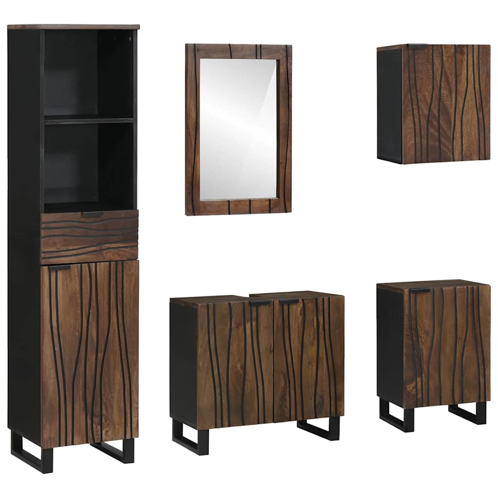 vidaXL Ensemble de meubles de salle de bain avec tiroirs 5 pcs Blanc Bois d'ingénierie