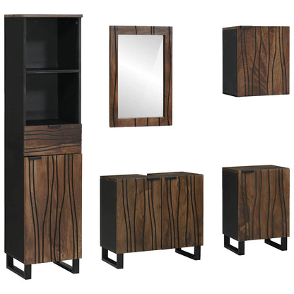 vidaXL Ensemble de meubles de salle de bain avec tiroirs 5 pcs Blanc Bois d'ingénierie