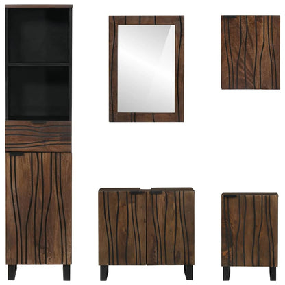 vidaXL Ensemble de meubles de salle de bain avec tiroirs 5 pcs Blanc Bois d'ingénierie