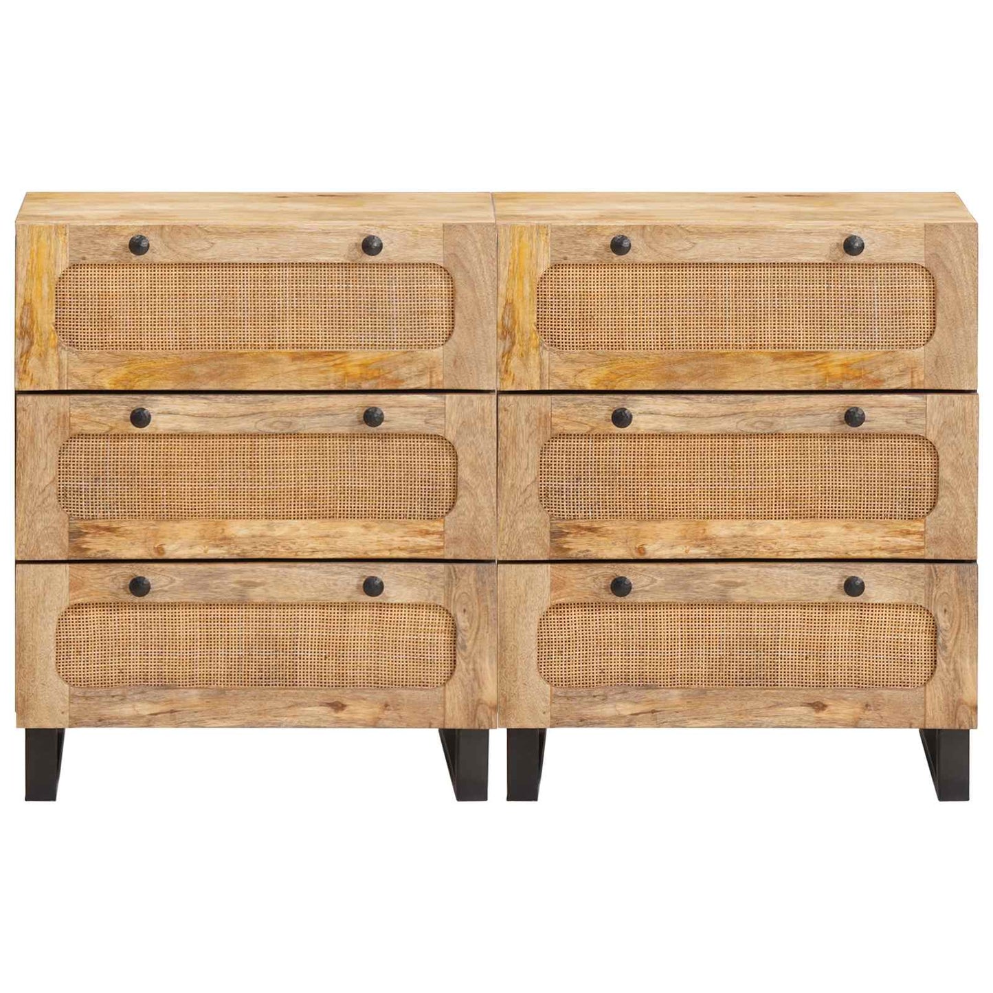 vidaXL Sideboard 2 pcs Braun 60 x 33 x 75 cm Massivholz Mango