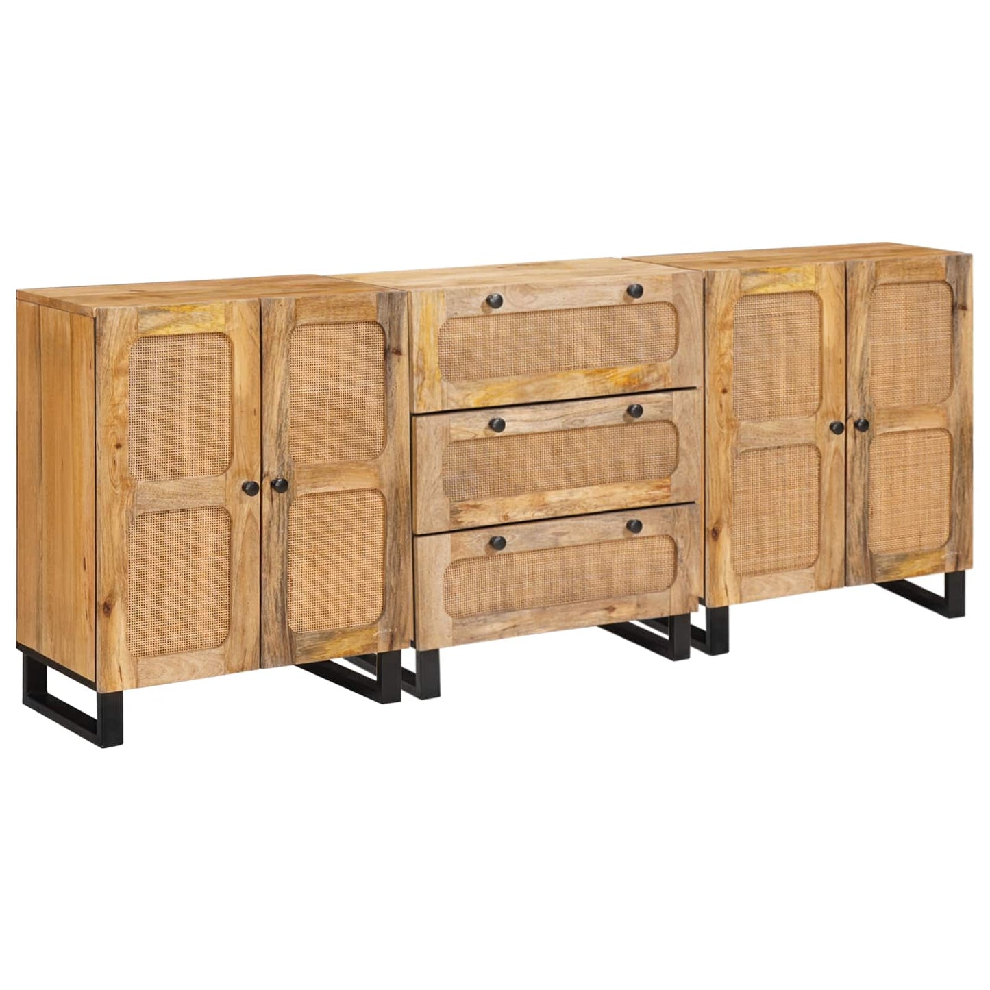 Sideboard 3 pcs Braun 180 x 33 x 75 cm Massivholz Mango