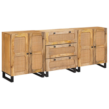 Sideboard 3 pcs Braun 180 x 33 x 75 cm Massivholz Mango