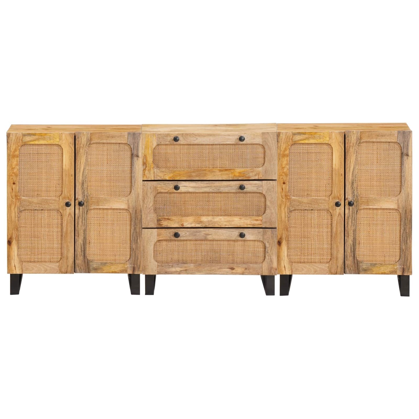 Sideboard 3 pcs Braun 180 x 33 x 75 cm Massivholz Mango
