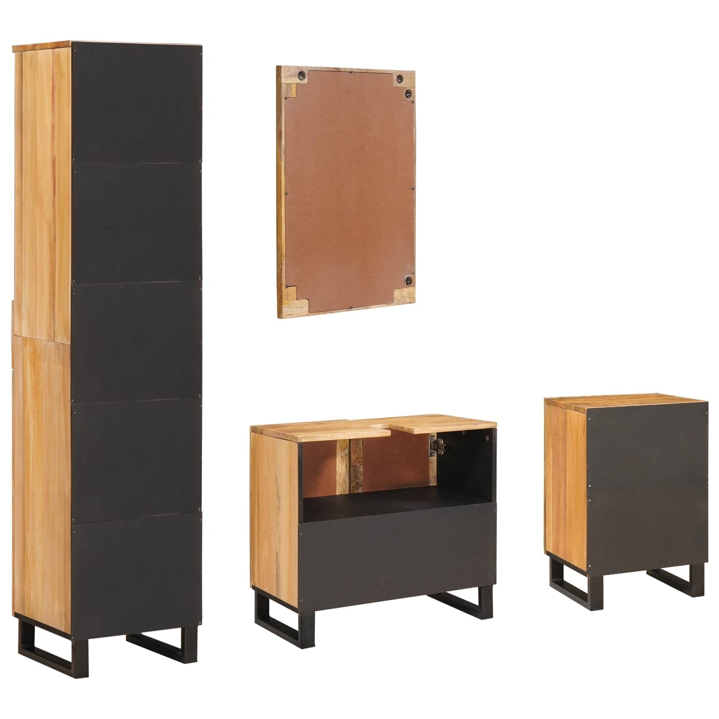 vidaXL Badezimmer Sets mit Schubladen mit Regal Natur Massivholz Mango