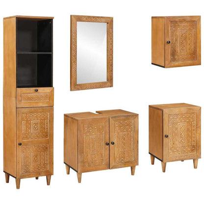 vidaXL Badezimmermöbel-Set mit Schubladen 5 pcs Braun Holzwerkstoff