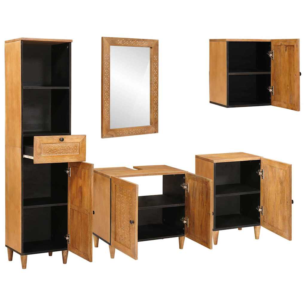 vidaXL Badezimmermöbel-Set mit Schubladen 5 pcs Braun Holzwerkstoff