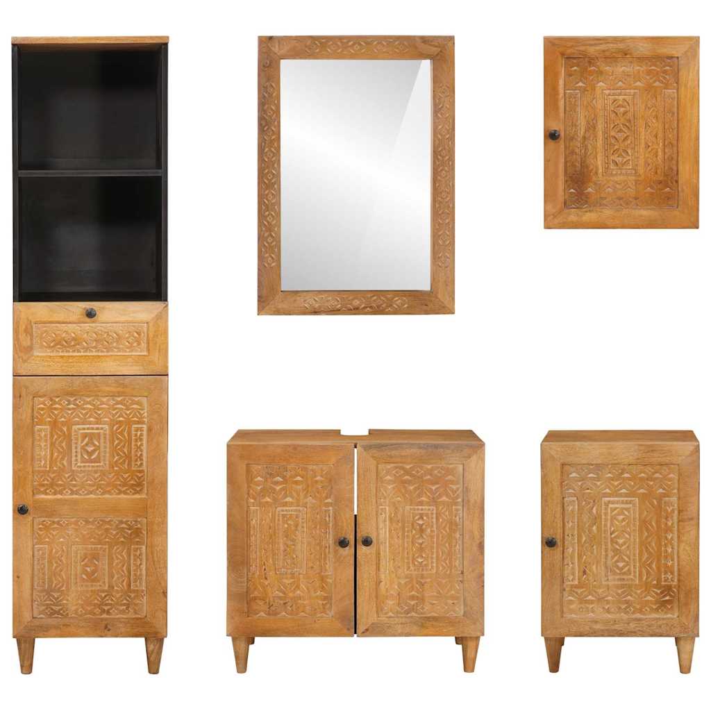 vidaXL Badezimmermöbel-Set mit Schubladen 5 pcs Braun Holzwerkstoff