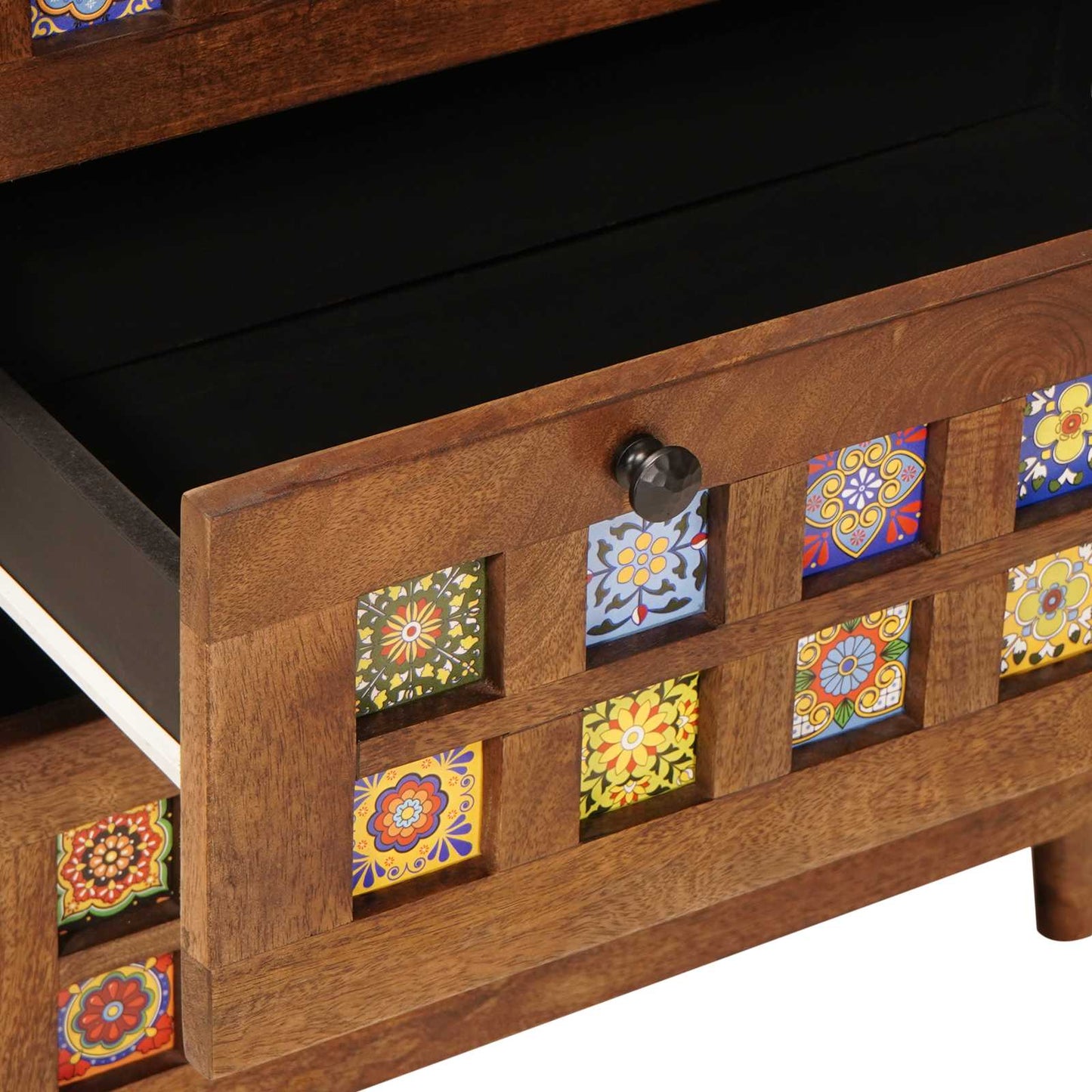 Sideboard 3 pcs Walnuss Massivholz Mango