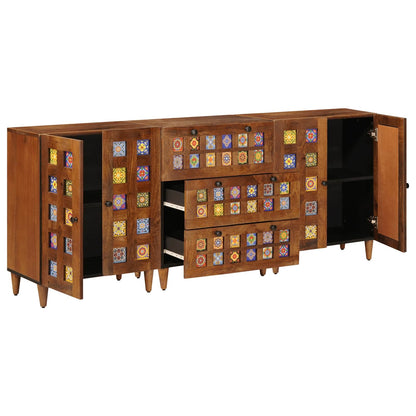 Sideboard 3 pcs Walnuss Massivholz Mango