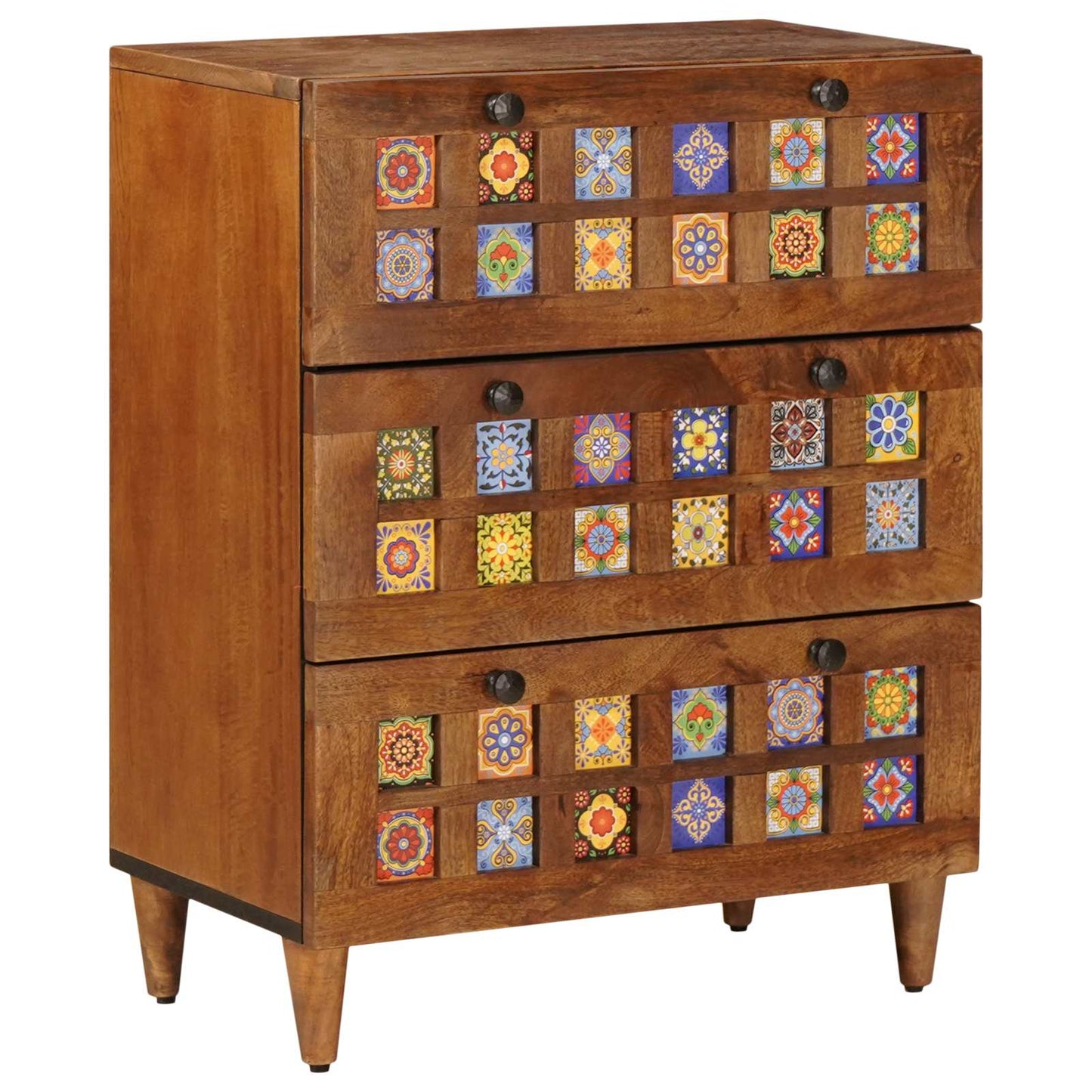 Sideboard 3 pcs Walnuss Massivholz Mango