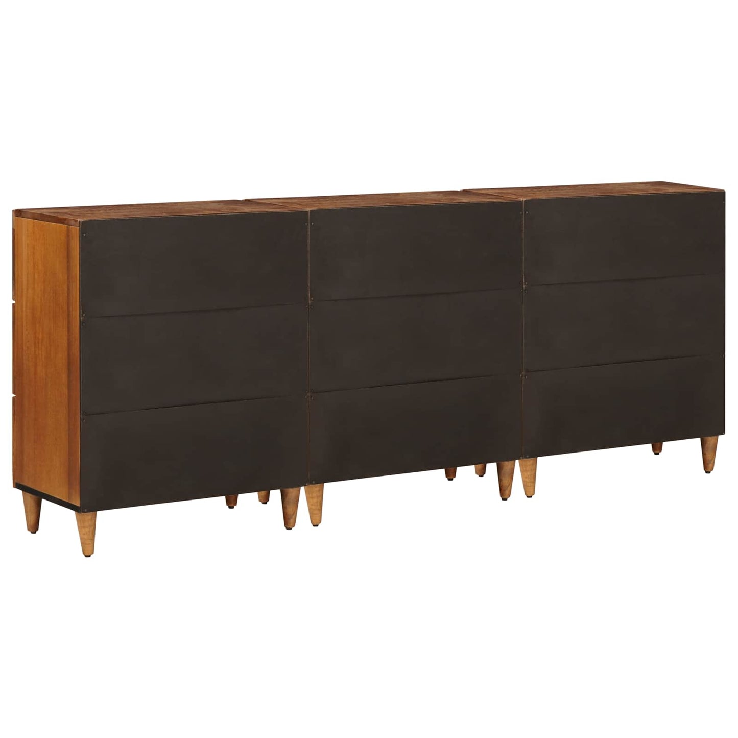 Sideboard 3 pcs Walnuss Massivholz Mango