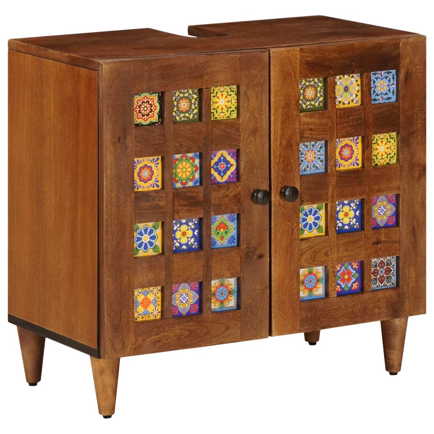 vidaXL Badezimmermöbel-Set Wandmontiert 2 pcs Walnuss Massivholz Mango