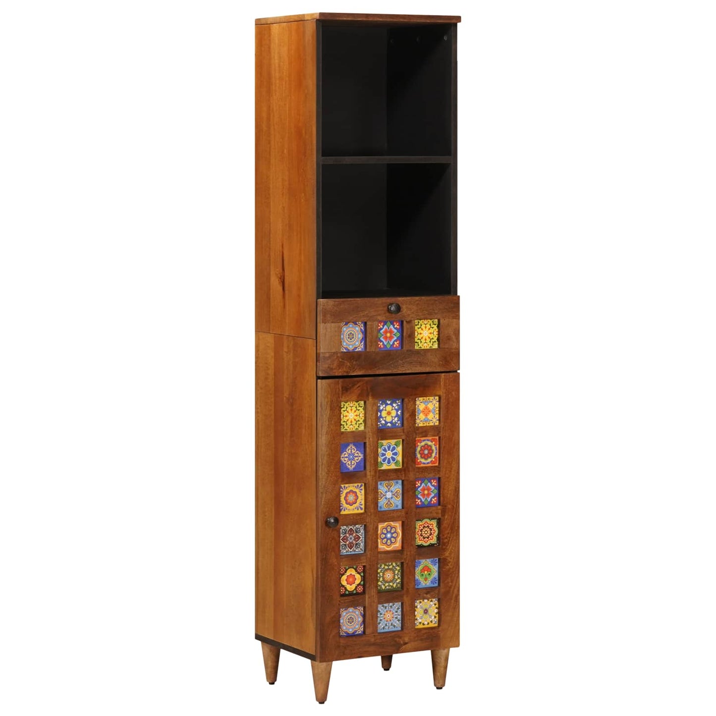 vidaXL Badezimmermöbel-Set mit Regal 5 pcs Walnuss Massivholz Mango