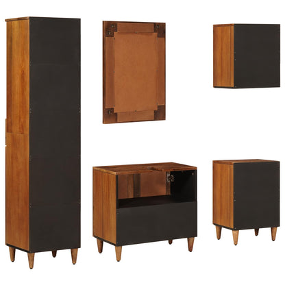 vidaXL Badezimmermöbel-Set mit Regal 5 pcs Walnuss Massivholz Mango