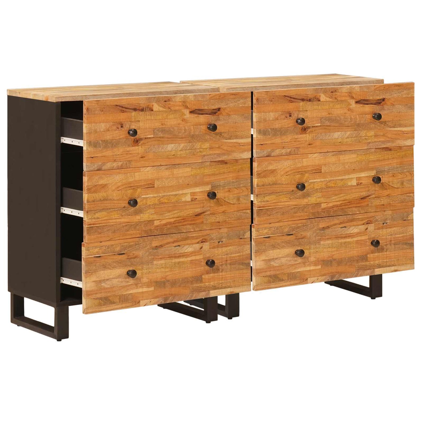 vidaXL Sideboard 2 pcs Braun 60 x 33 x 75 cm Massivholz Mango