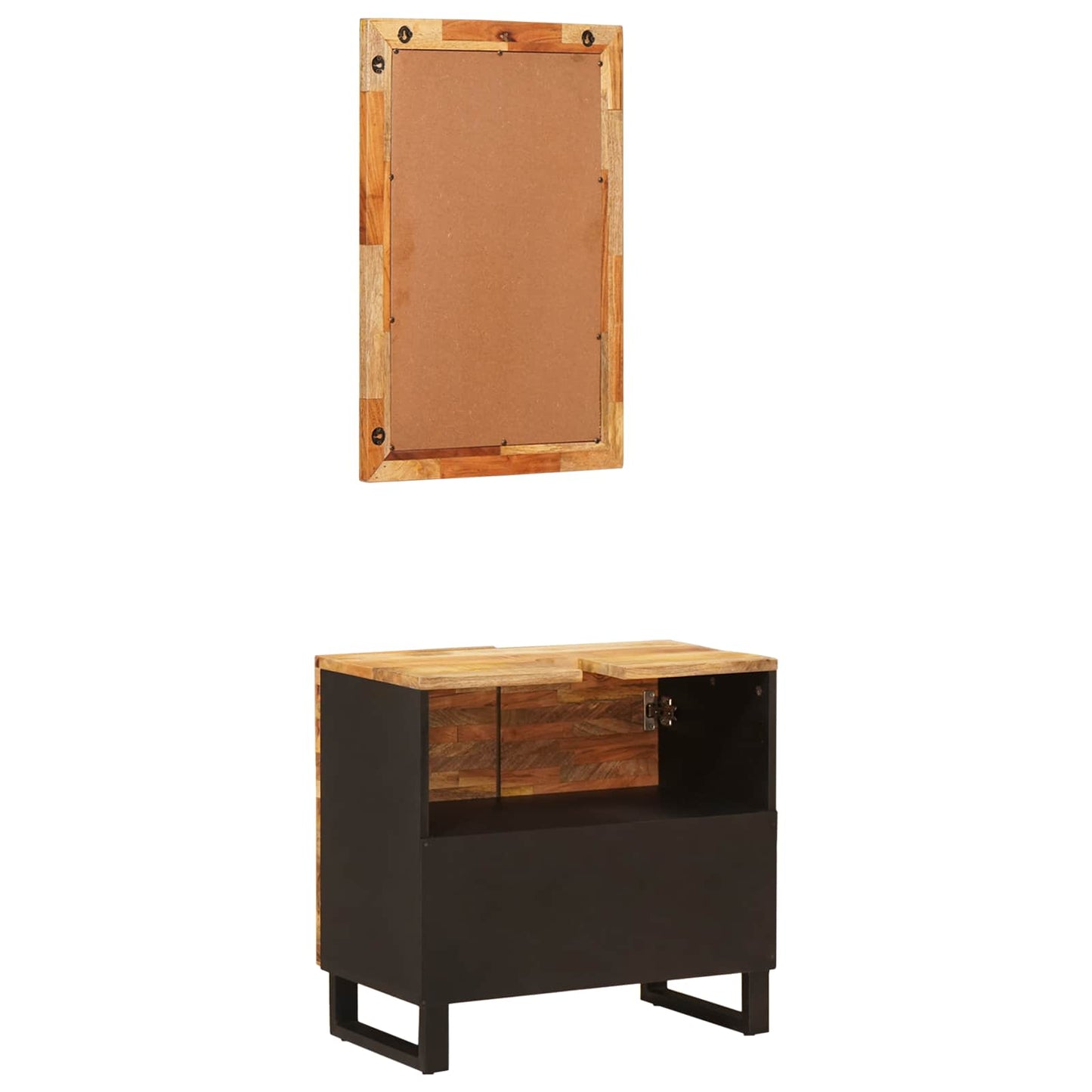 Badezimmer Sets mit Speicher 2 pcs Natur Massivholz Mango