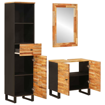 vidaXL Badezimmer Sets mit Schubladen mit Regal Natur Massivholz Mango
