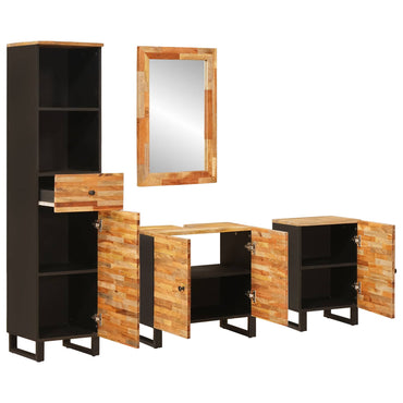 vidaXL Badezimmer Sets mit Schubladen mit Regal Natur Massivholz Mango