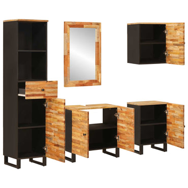 vidaXL Badezimmer Sets mit Schubladen 5 pcs Natur Massivholz Mango