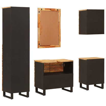 vidaXL Badezimmer Sets mit Schubladen 5 pcs Natur Massivholz Mango