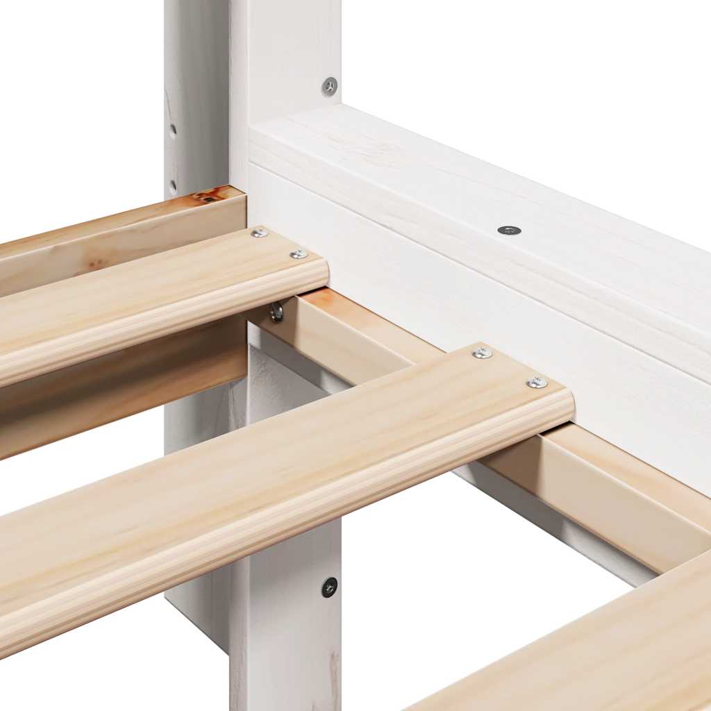 Massivholzbett mit Regal ohne Matratze Weiß 140x190 cm Kiefer