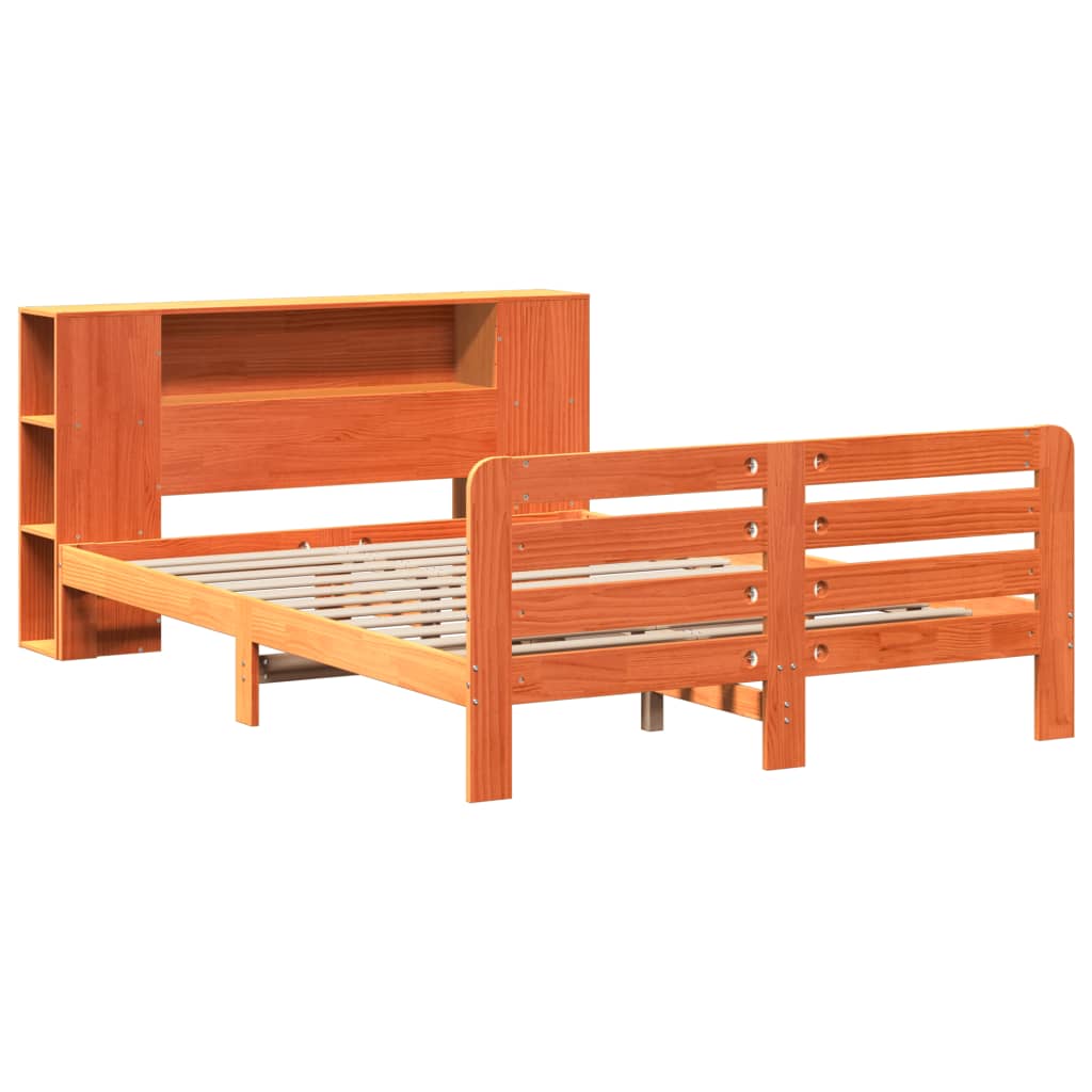 vidaXL Massivholzbett ohne Matratze Wachsbraun 140x200 cm Kiefernholz