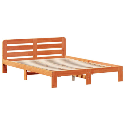 vidaXL Massivholzbett ohne Matratze Wachsbraun 140x200 cm Kiefernholz