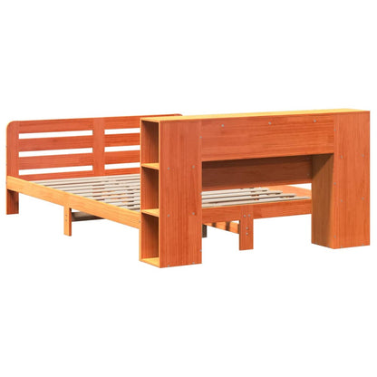 vidaXL Massivholzbett ohne Matratze Wachsbraun 140x200 cm Kiefernholz