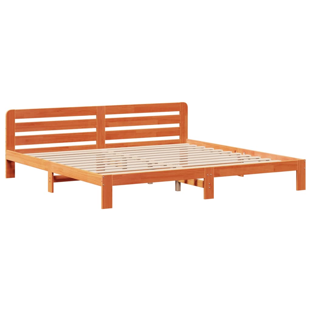 vidaXL Lit en bois massif sans matelas marron ciré 180x200 bois de pin